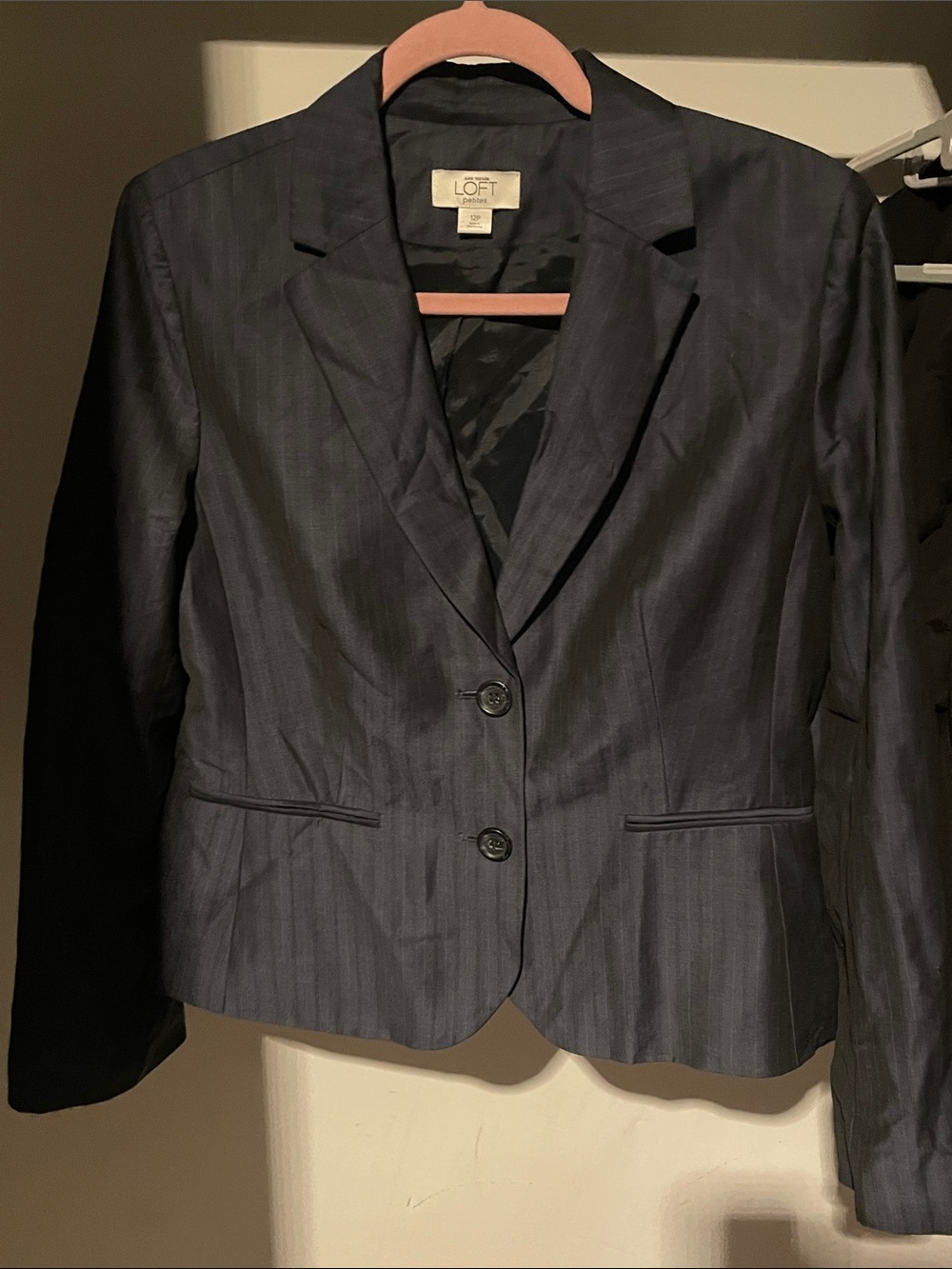 LOFT Navy Pinstripe Two-Button Blazer